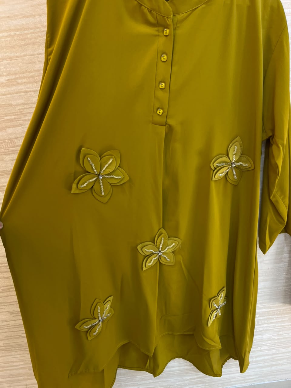 1202 Floral Patch Work Coord Set - Mustard Yellow