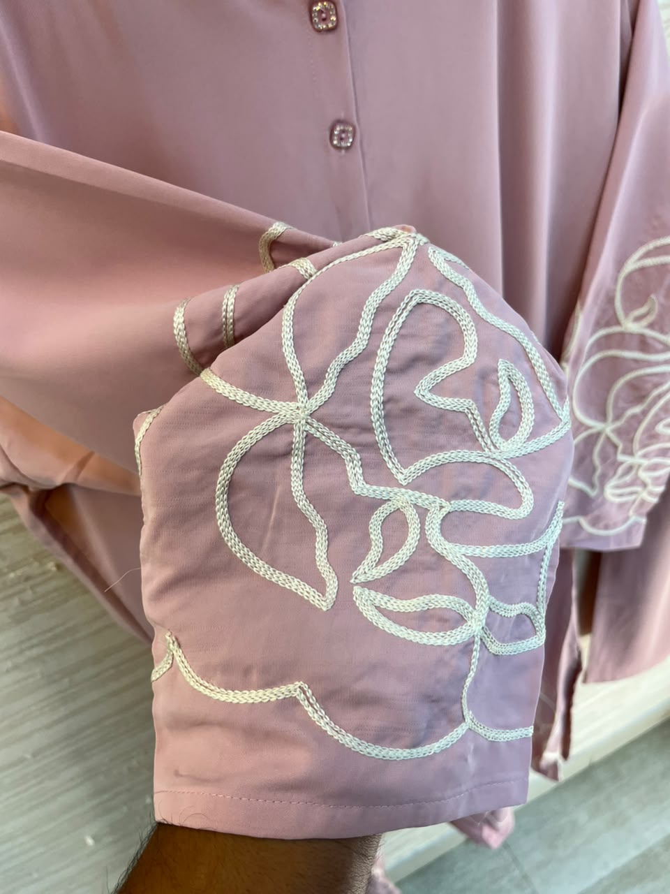 1194 Floral Embroidered Coord Set - Dusty Mauve