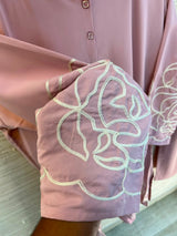 1194 Floral Embroidered Coord Set - Dusty Mauve