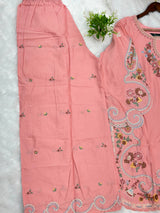 708 Pakistani Embroidery Coord set -  Peach