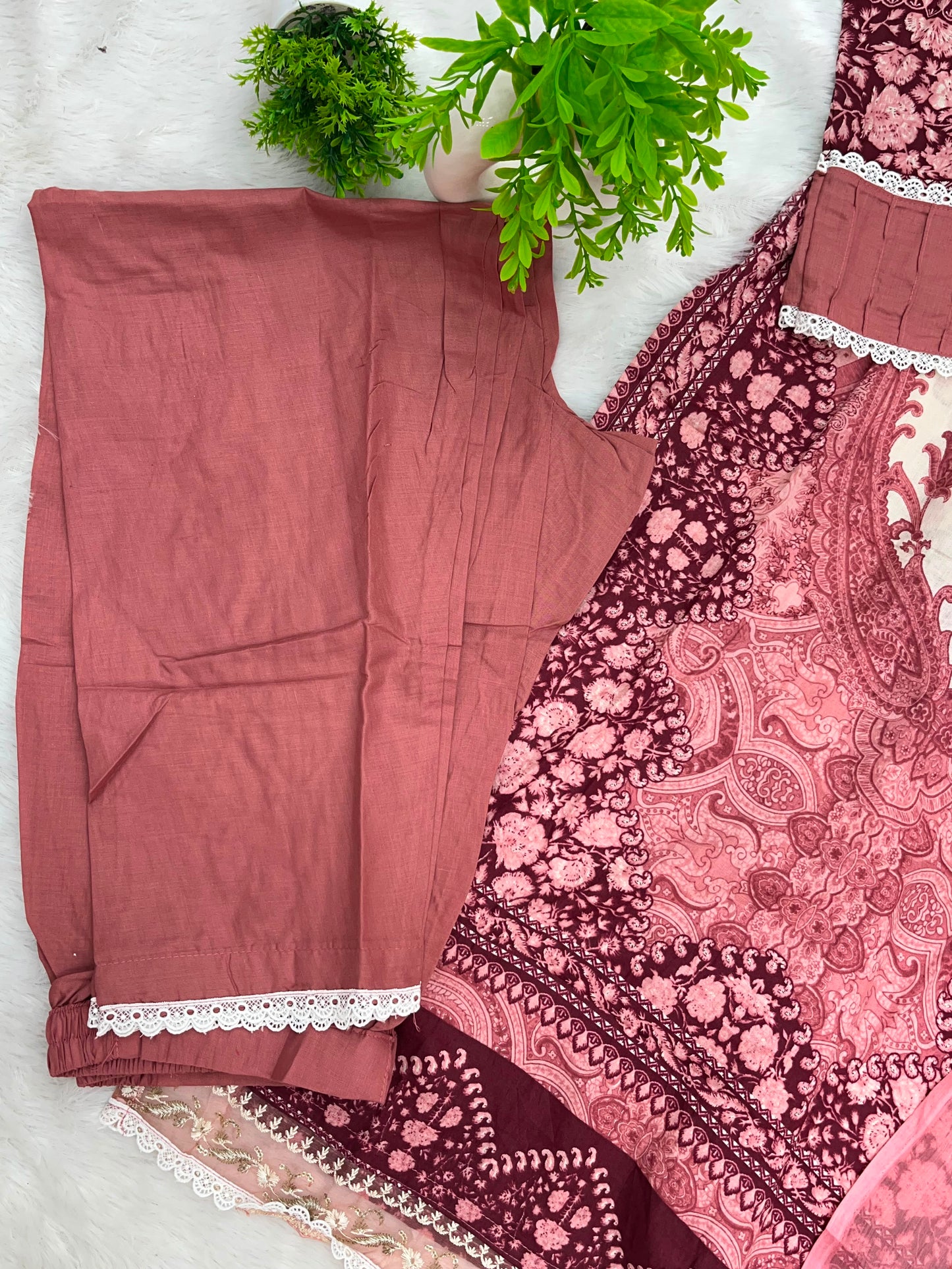 1212 Pakistani Lawn Suit - Dusty Rose