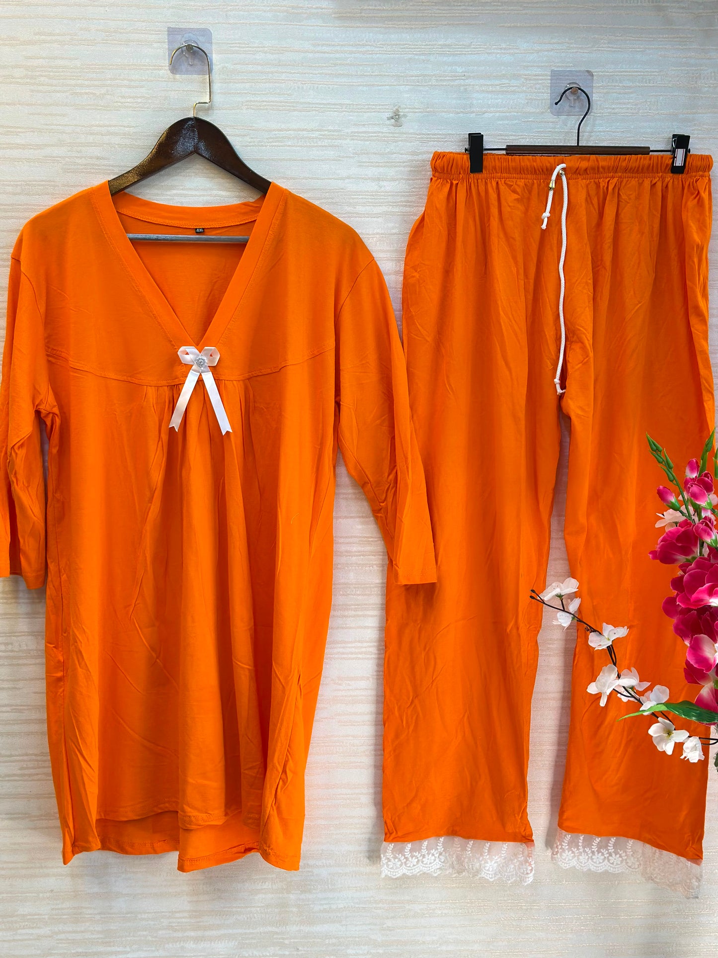 1044 Korean Bow Night Wear - Orange