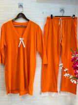 1044 Korean Bow Night Wear - Orange