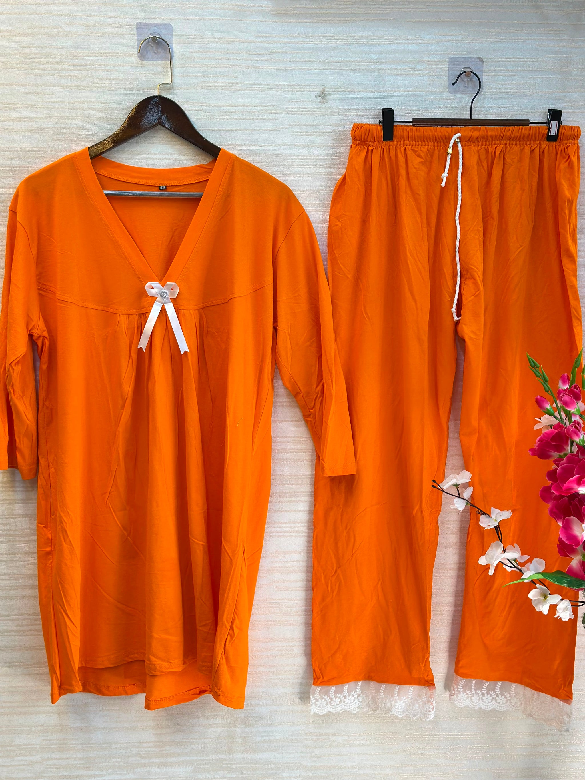 1044 Korean Bow Night Wear - Orange