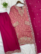 1423 Banarasi Readymade Suit - Pink