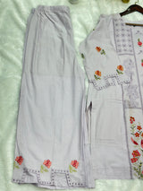 660 Premium Pakistani Lawn Cordset Set - Ash Lilac