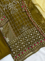 1156 Premium Pakistani Partywear -Mahendi Green