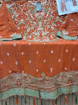 1484 Pakistani Unstitched Party Wear - Terracotta