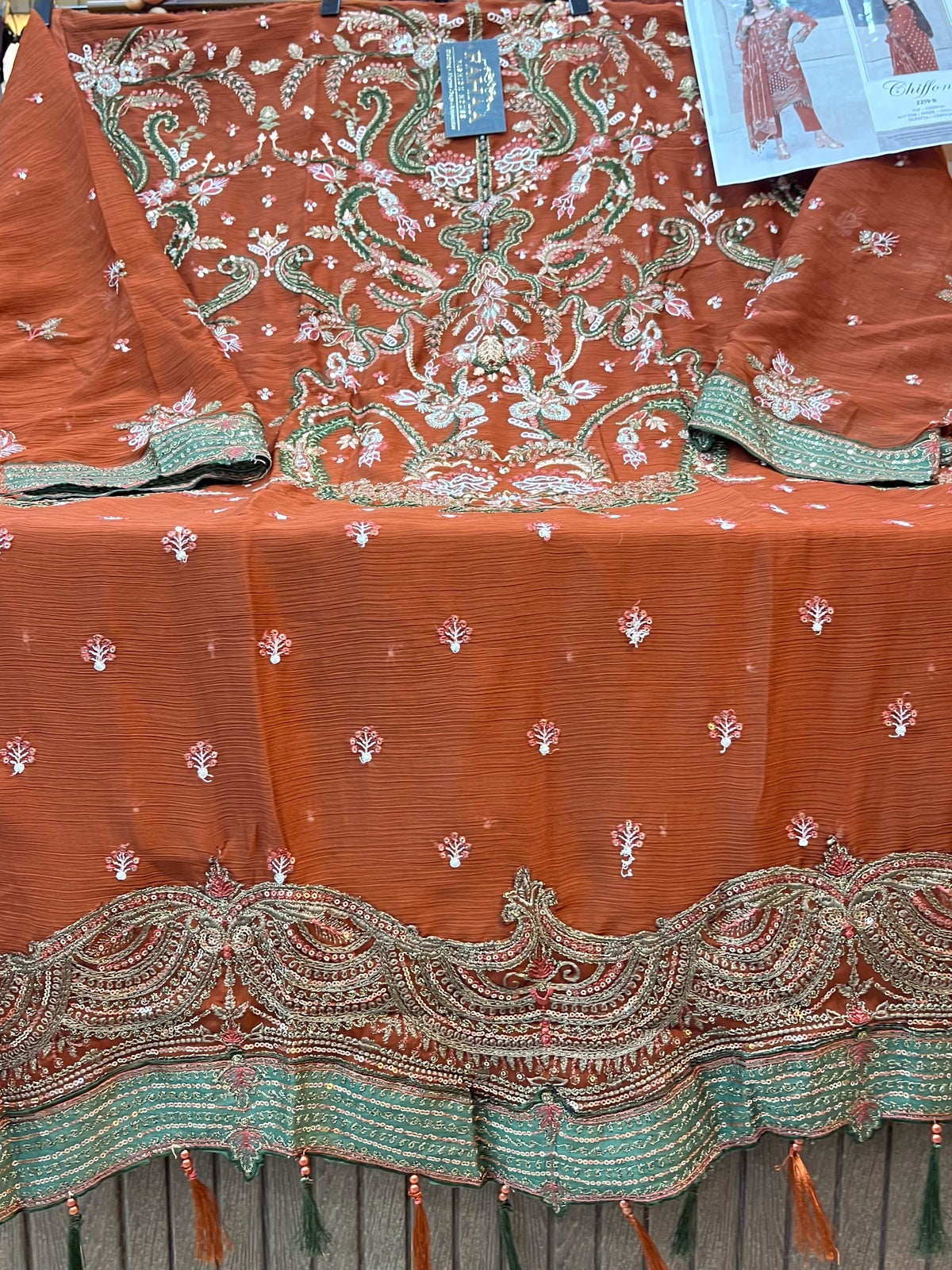 1484 Pakistani Unstitched Party Wear - Terracotta