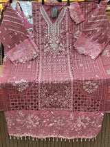 1436 Pakistani Unstitched Partywear - Onion Pink