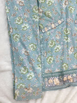 1441 Mausumery Foral Lawn Suit - Ice Blue
