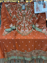 1484 Pakistani Unstitched Party Wear - Terracotta