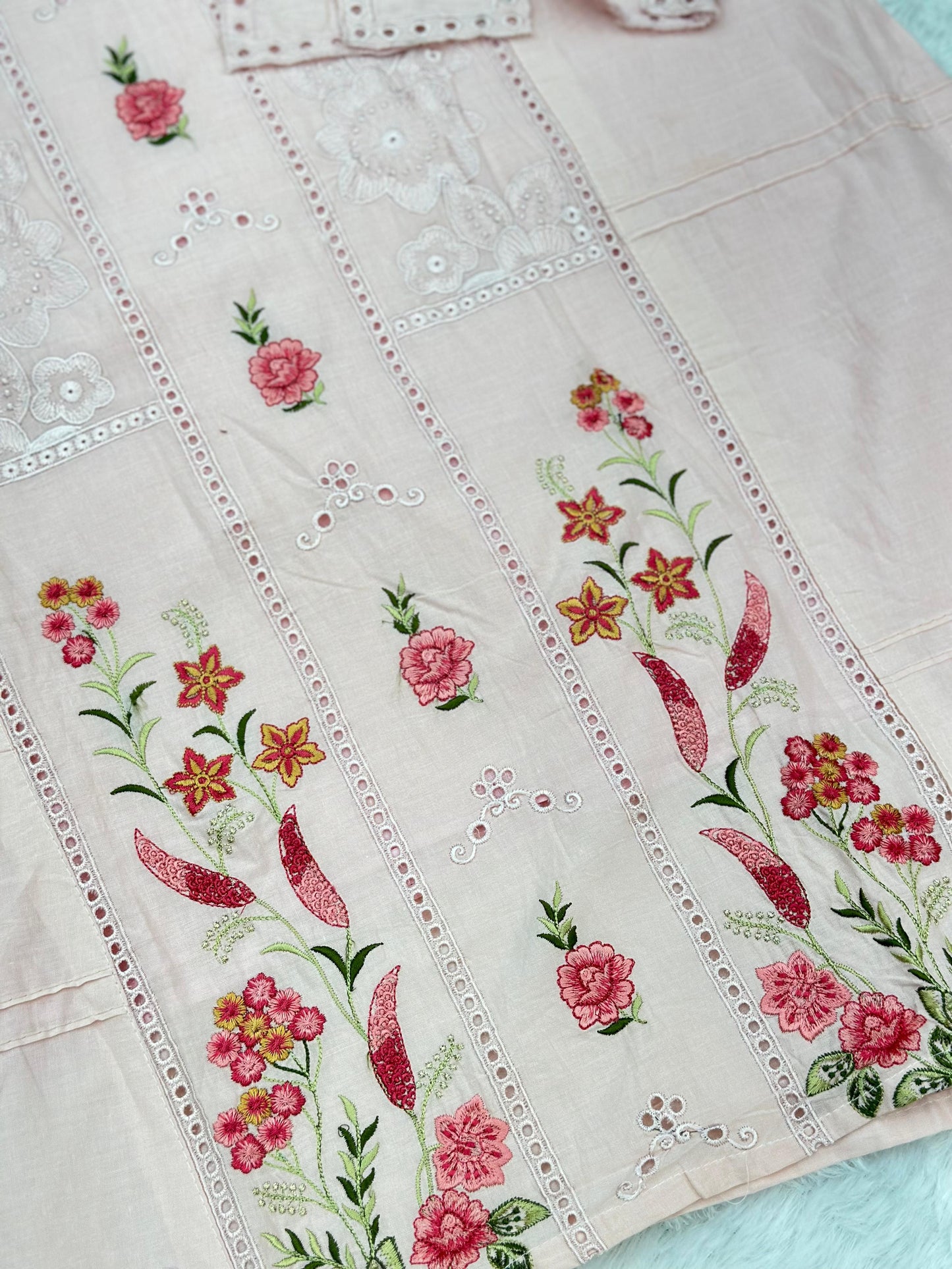 660 Premium Pakistani Lawn Cordset Set - Pink