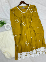 1386 Korea Lace-Work 2pc Frock Coordset - Mustard Yellow