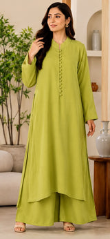 1062 Modest Mandarin Coord Set - Green