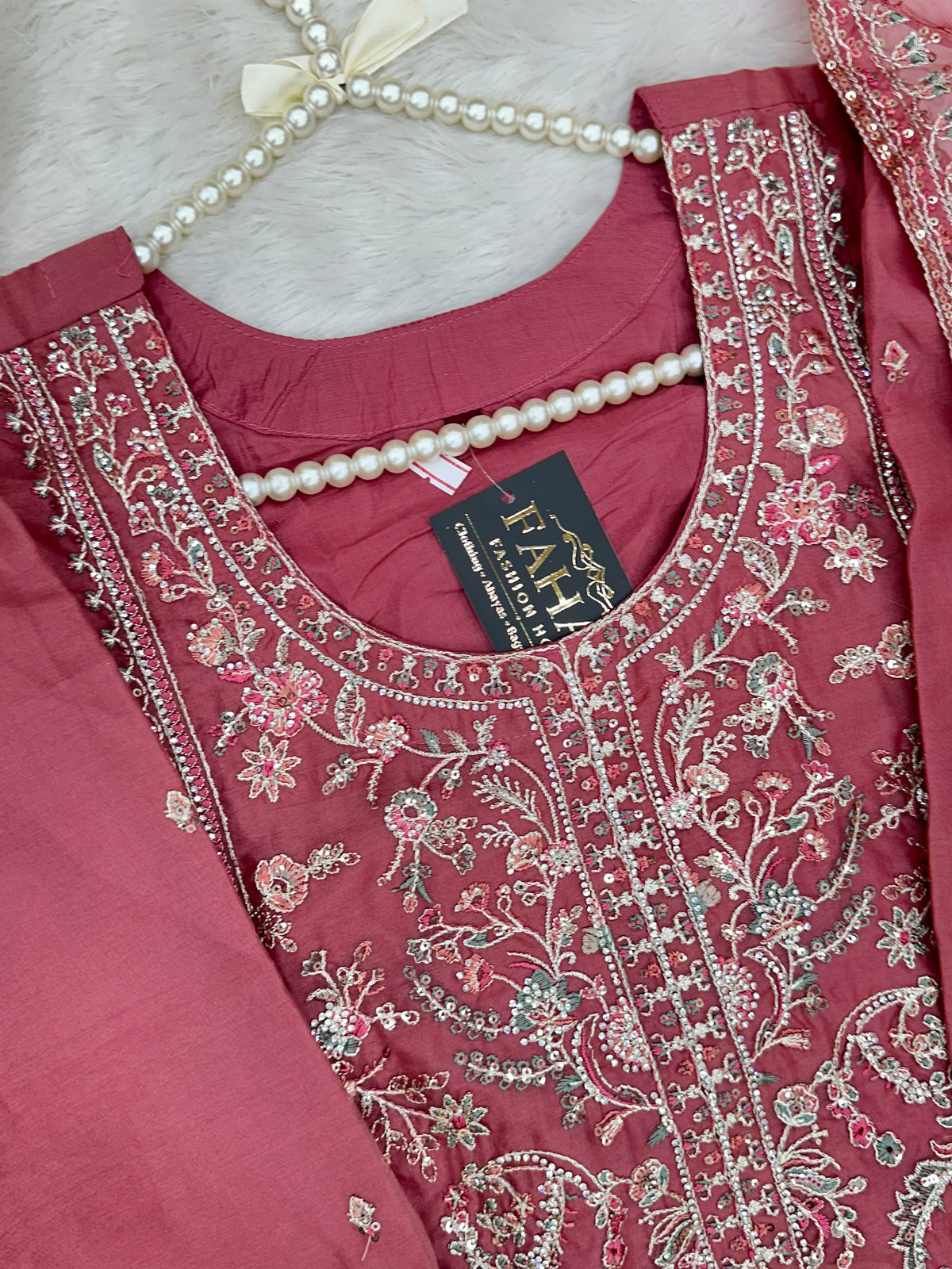 1434 Heavy Pakistani Partywear - Deep Rose