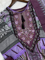 1449 Pakistani Embroidered Suit - Plum Purple
