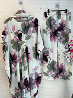 1099 Floral Kaftan Coord Set - Ivory