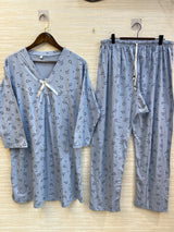 1447 Korean Bow Night Wear - Ice Blue