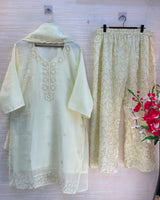 1204 Floral Hand-Work Partywear - Ivory