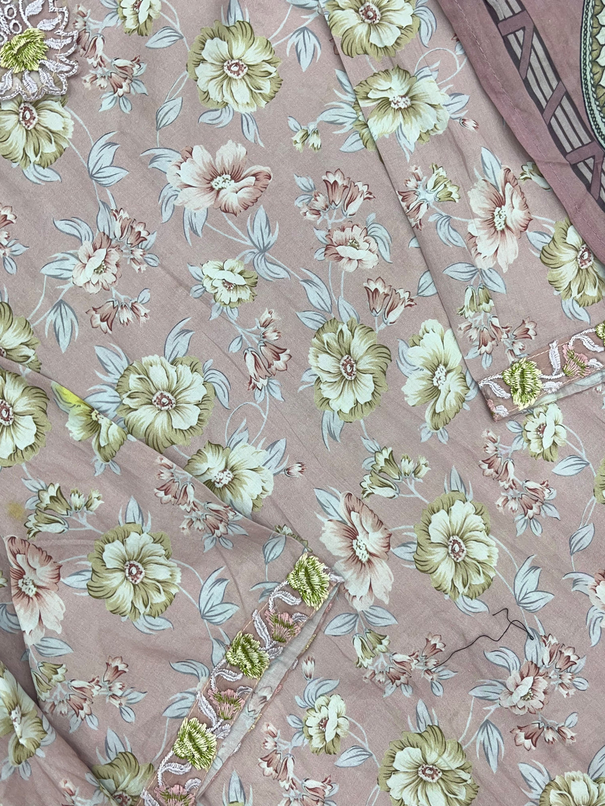 1441 Mausumery Foral Lawn Suit - Mauve Pink