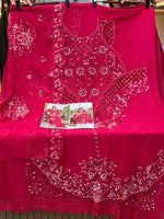 1442 Motifz Unstitched Partywear - Rani Pink