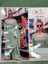 1447 Pakistani Unstitched Partywear - Sea Green