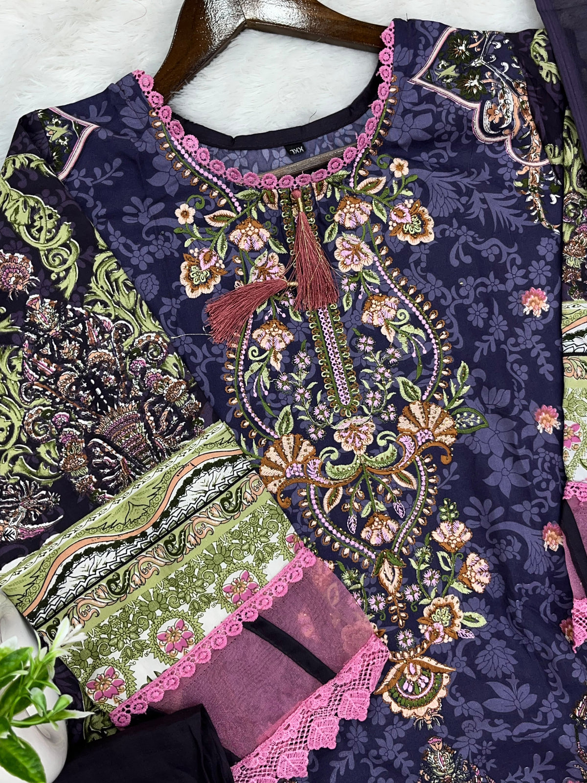 1449 Pakistani Embroidered Suit - Indigo Purple