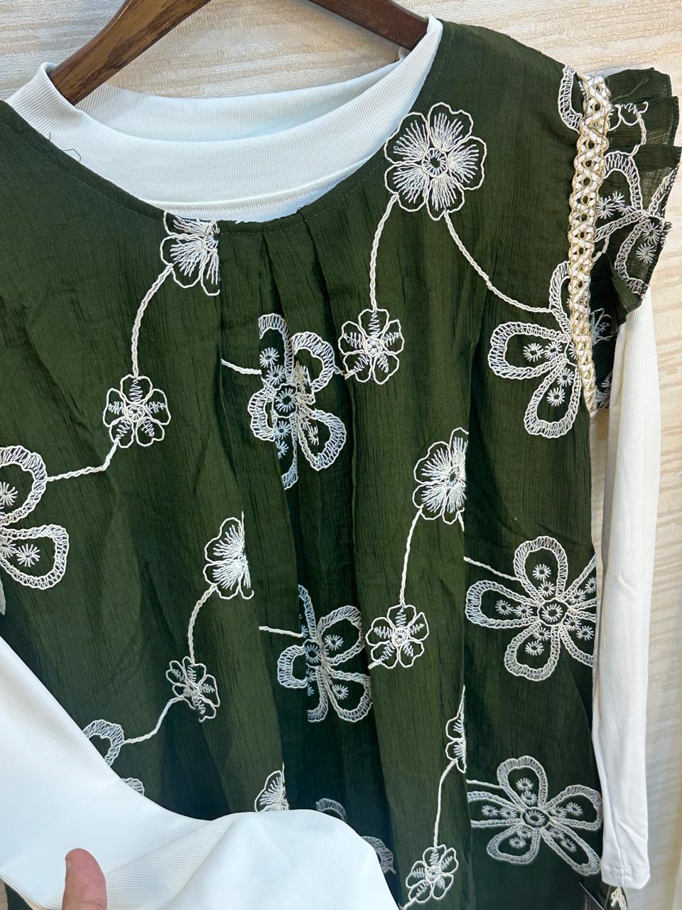 896 Flared Coord Set - Dark Green