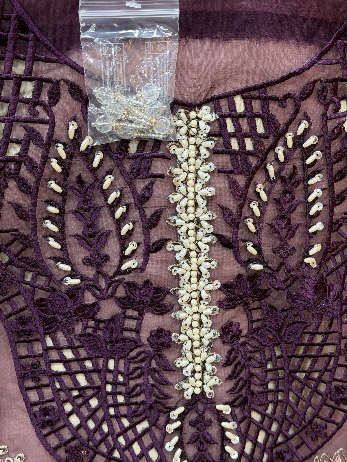 1437 Pakistani Unstitched Partywear - Purple