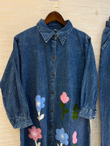 1195 Denim Crochet Coord Set - Navy Blue