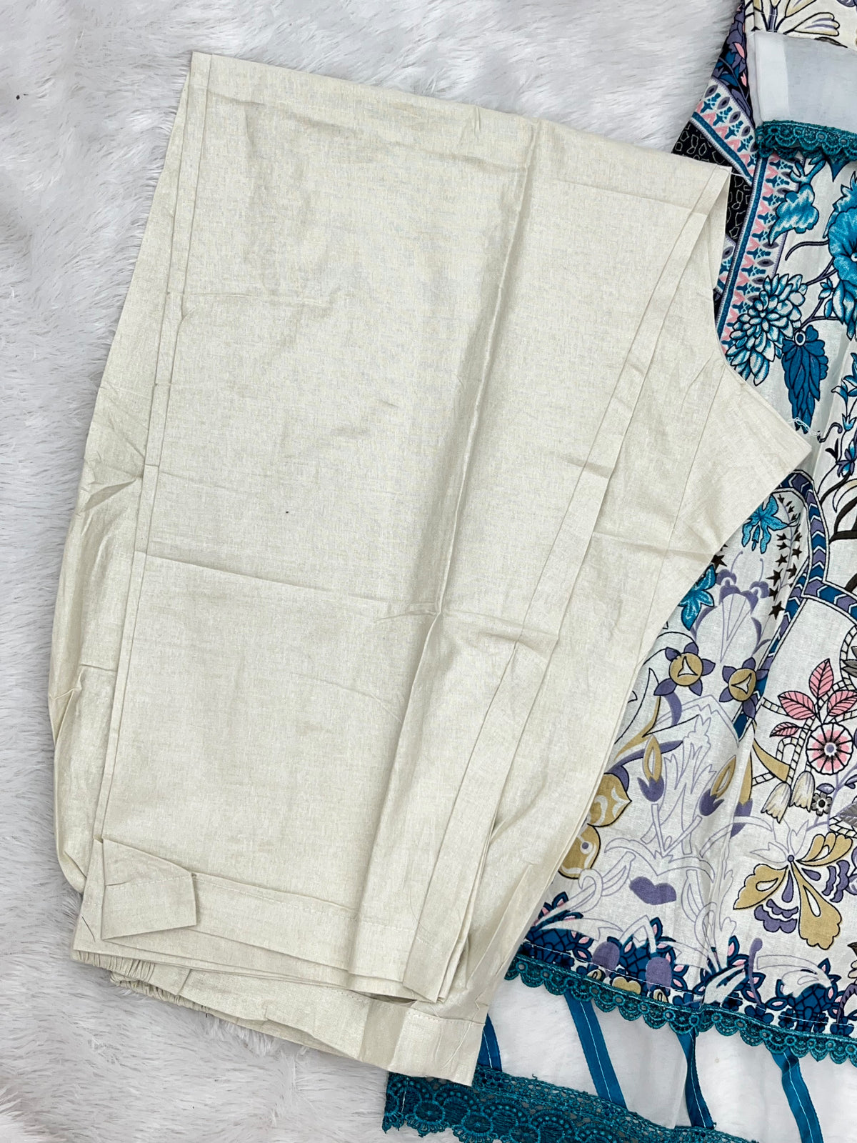 1451 Pakistani Embroidered Suit - Cream White