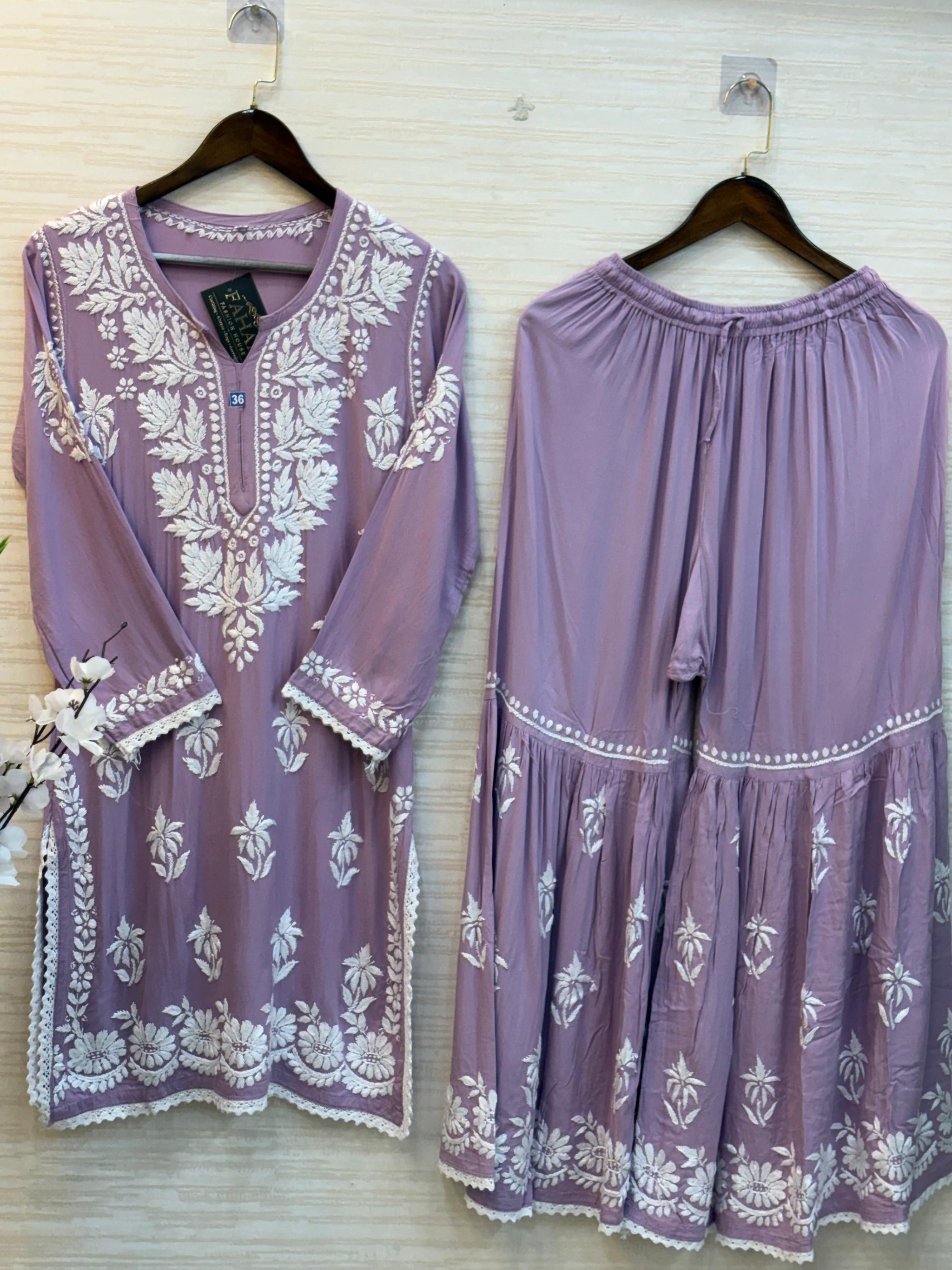 615 Lucknowi Gharara Set | Lilac
