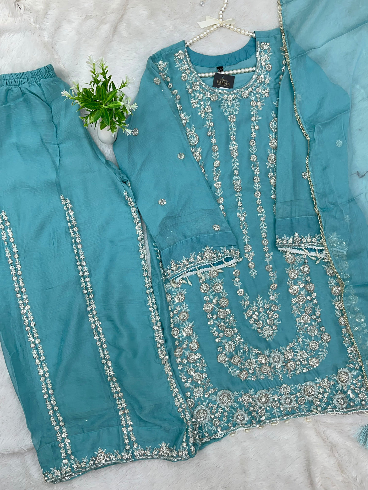 1429 Heavy Pakistani Partywear - Teal Blue