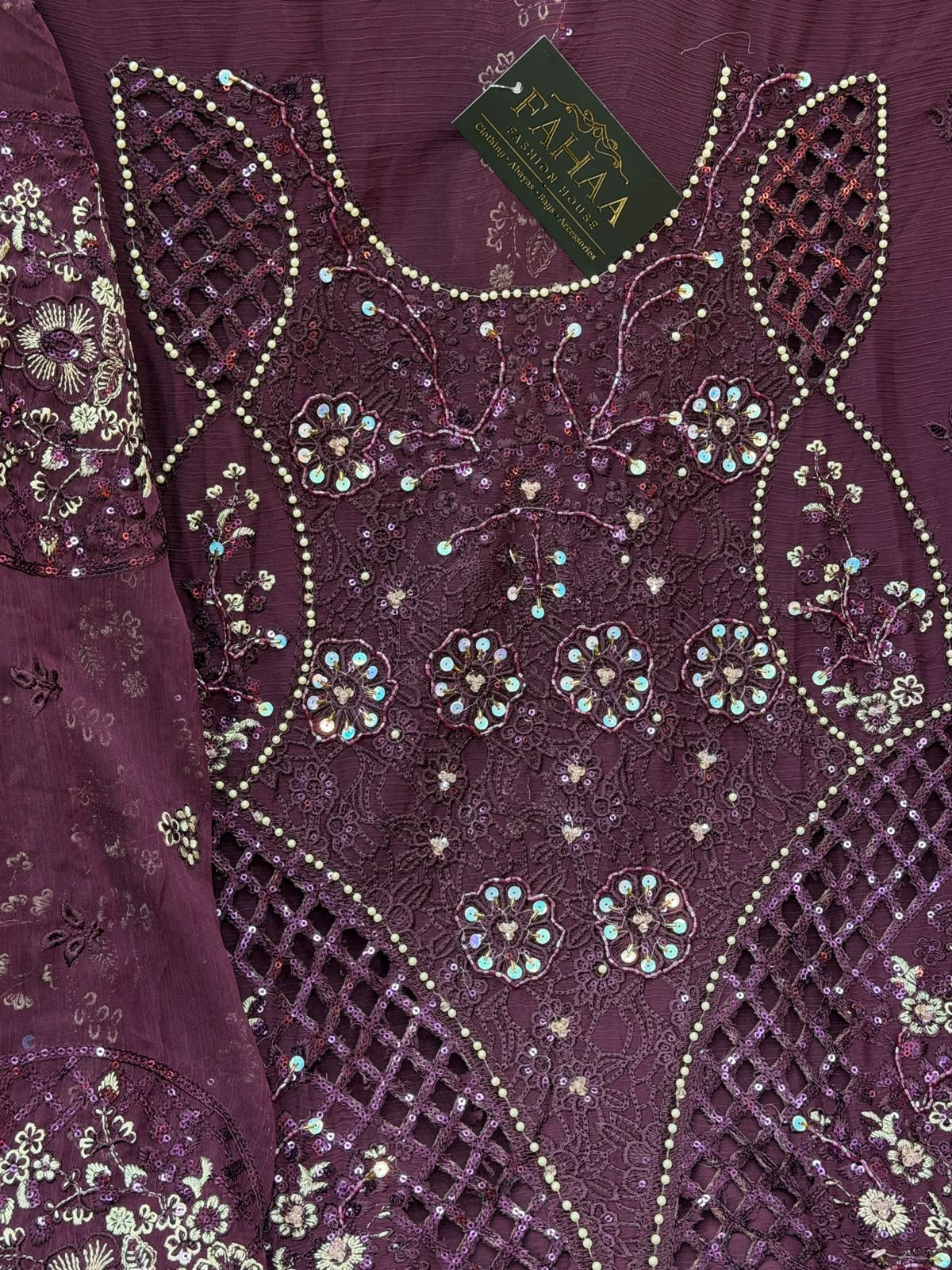 1442 Motifz Unstitched Partywear - Purple