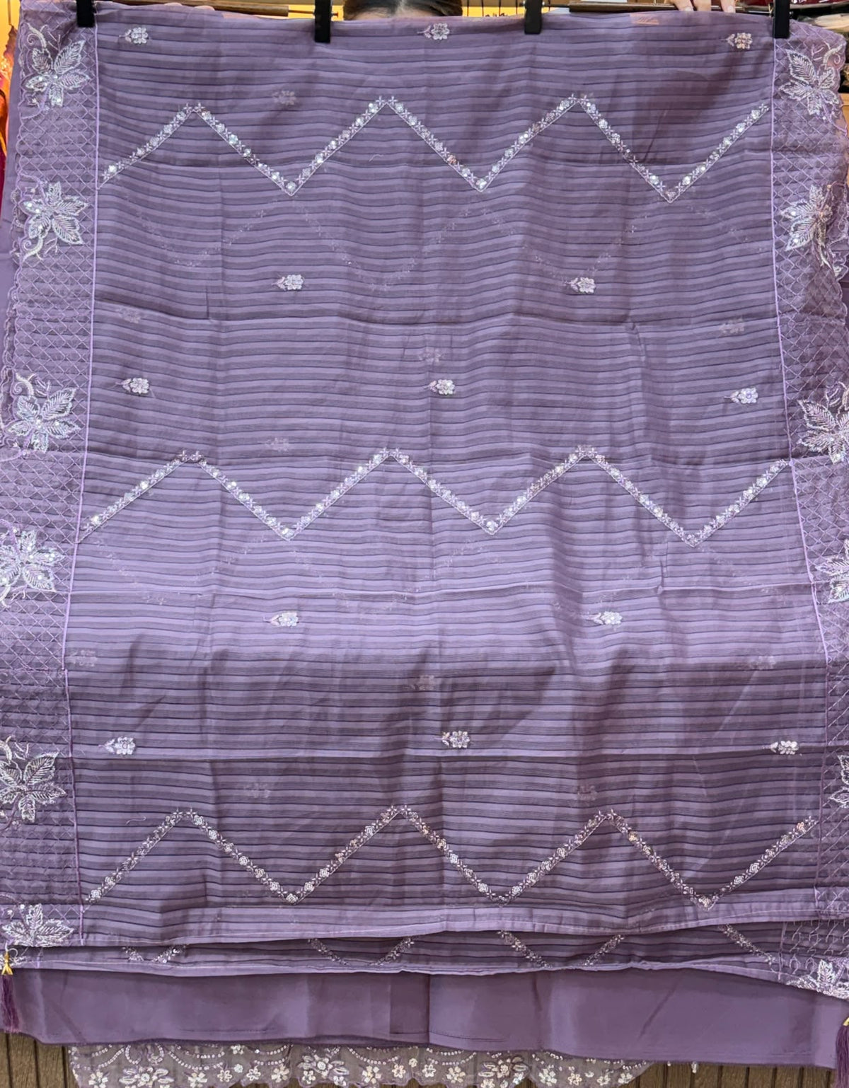1436 Pakistani Unstitched Partywear - Purple