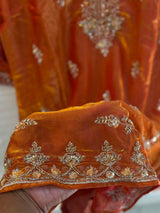 1204 Floral Hand-Work Partywear - Burnt Orange