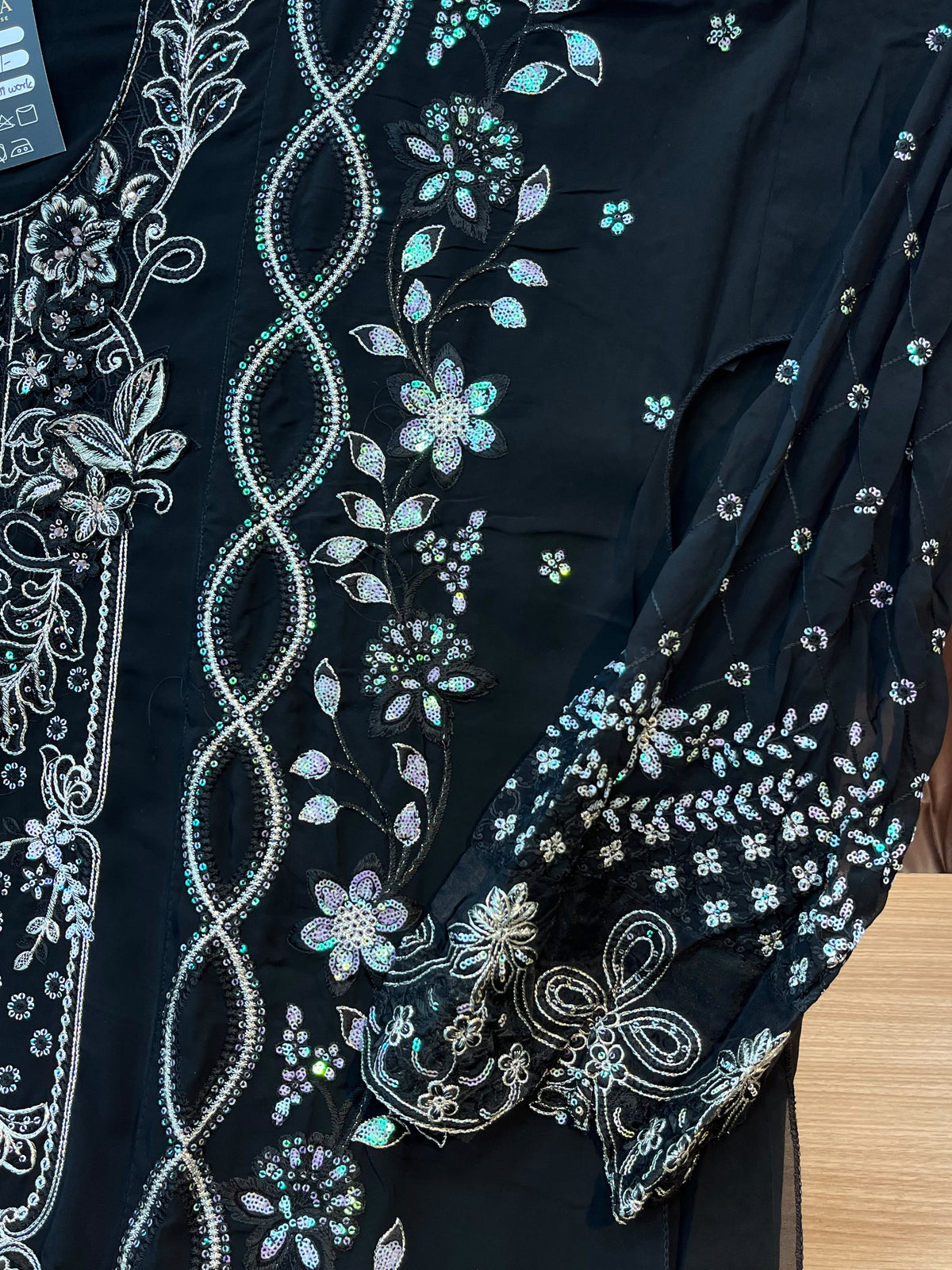 1488 Pakistani Unstitched Party Wear - Black