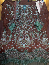 1782 Pakistani Unstitched Party Wear - Rust Brown