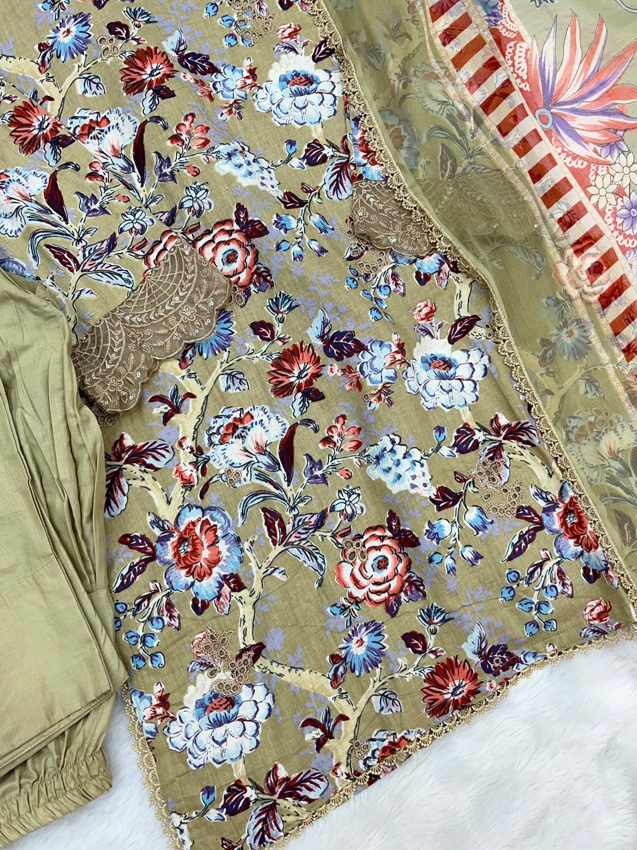 1337 Pakistani Lawn Suit - Beige