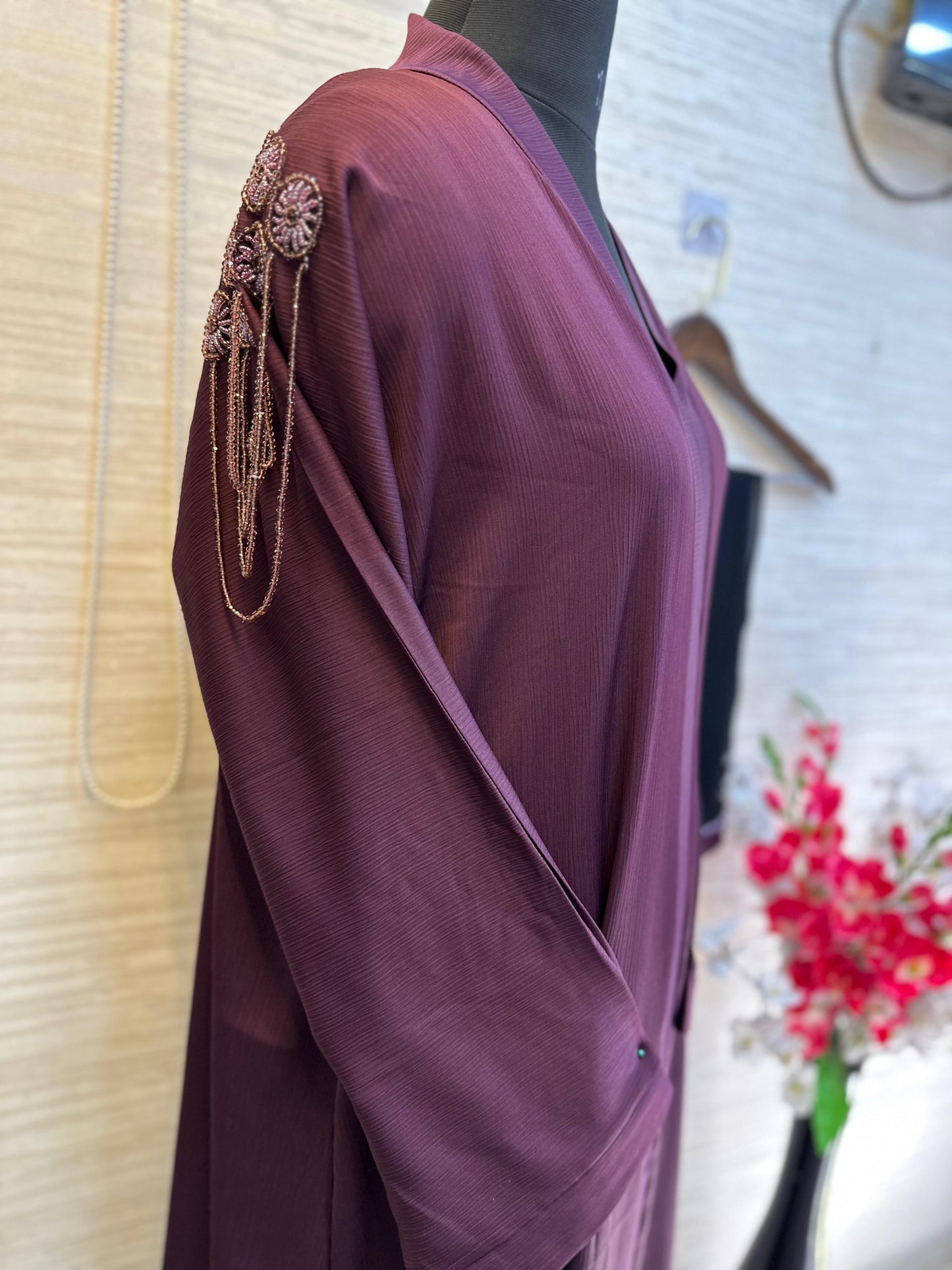 1115 The Premium Abaya - Wine Plum