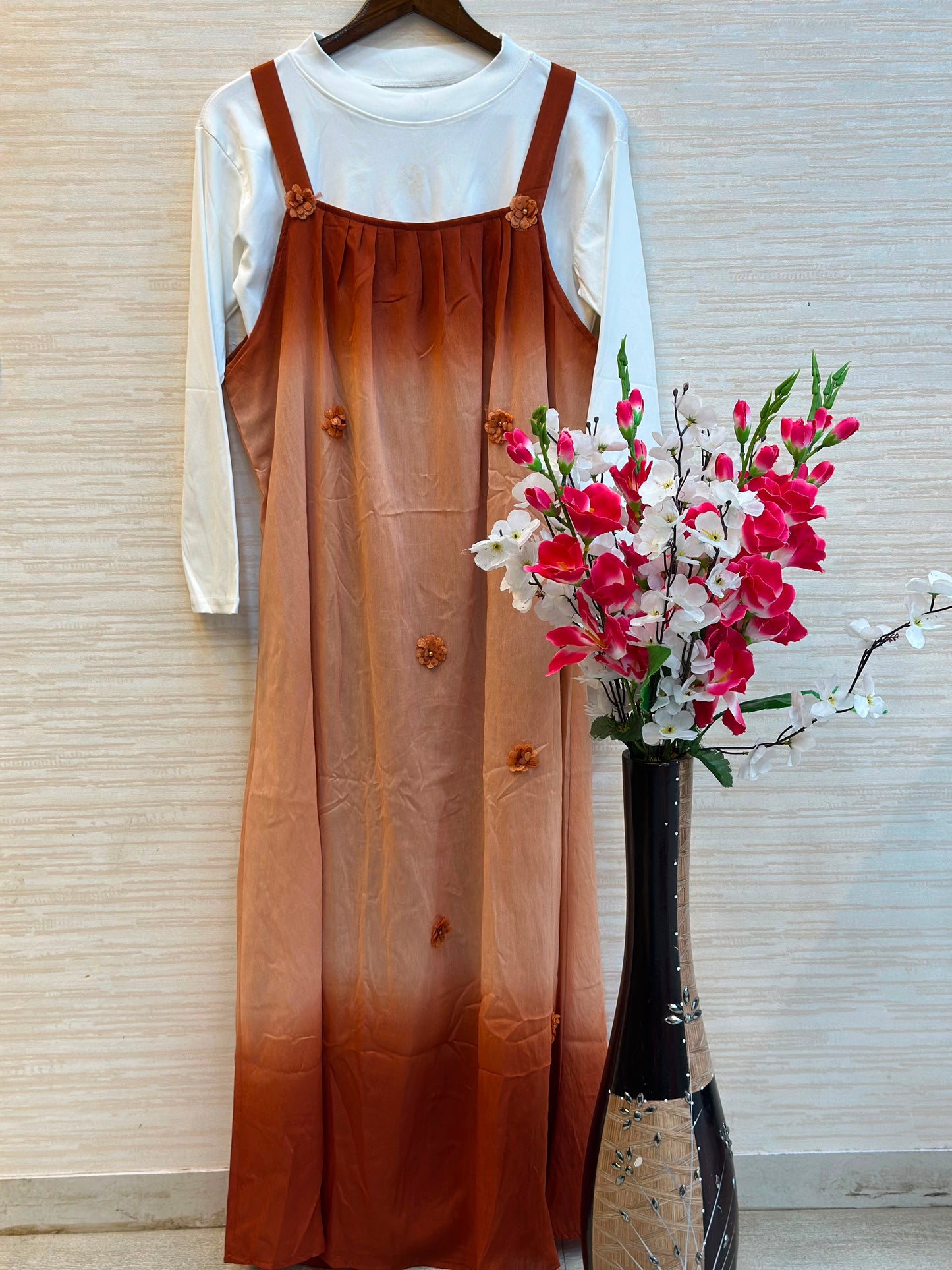 1015 Floral Flare Coord Set - Rust