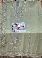 1447 Pakistani Unstitched Partywear - Pista Green