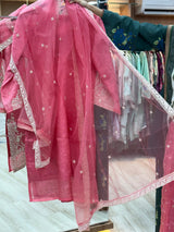 278 - Embroidery Sharara Set - Rose Pink