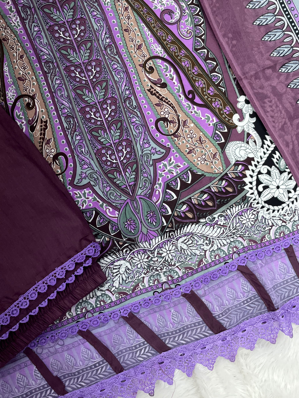 1449 Pakistani Embroidered Suit - Plum Purple