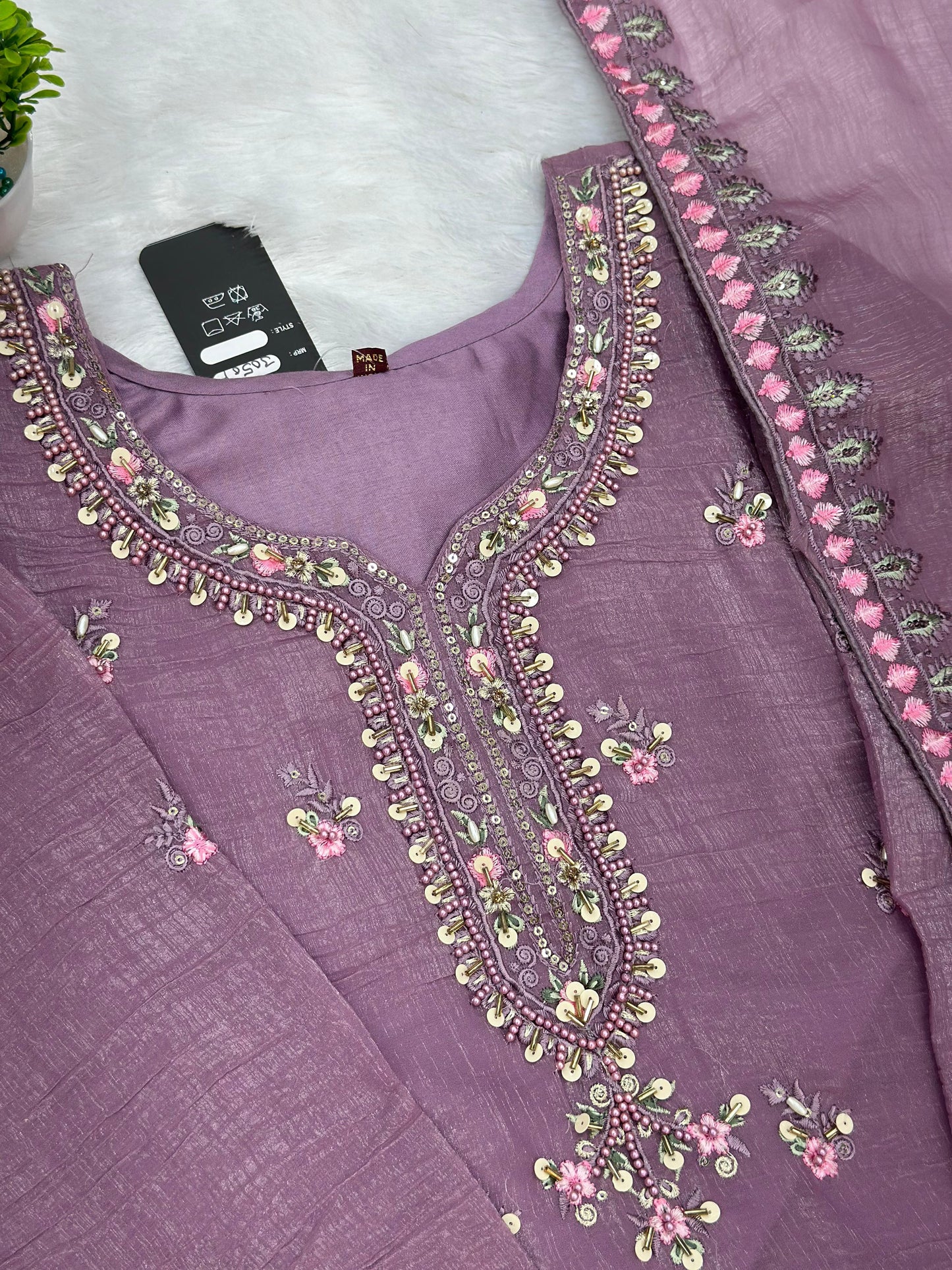 651 Pakistani Floral Party Wear Set - Dusty Grape
