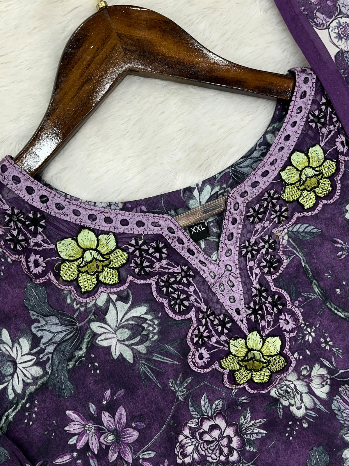 1424 Mausumery Foral Lawn Suit - Green