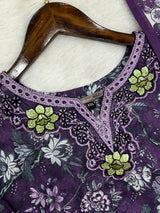 1424 Mausumery Foral Lawn Suit - Green