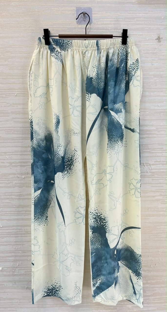 1192 Floral Printed Coord Set -  Teal Blue