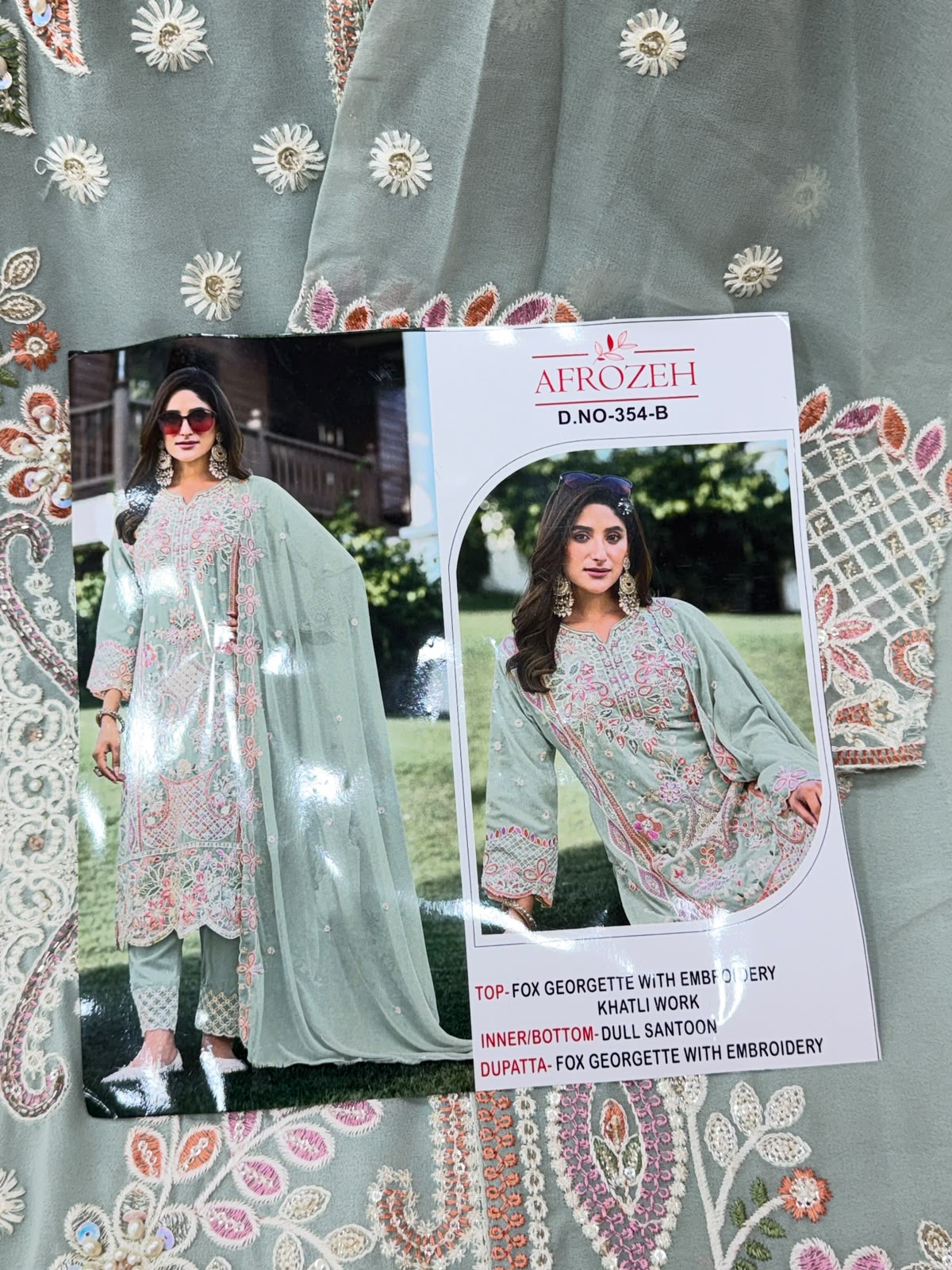 1440 Partywear Unstitched Partywear - Pista Green